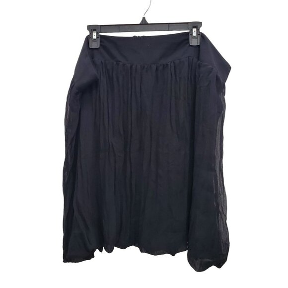 Studio 1940 Woman's Black Crinkle Skater Skirt Goth USA Made‎ Plus Size 24W - Picture 1 of 4